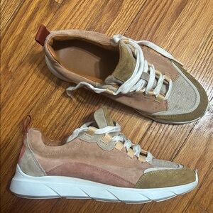Sezane Suede & Leather Neutral Tone Sneakers